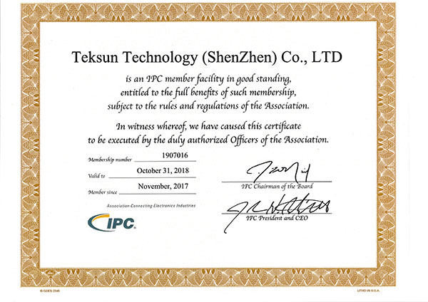 Teksun IPC Certificate